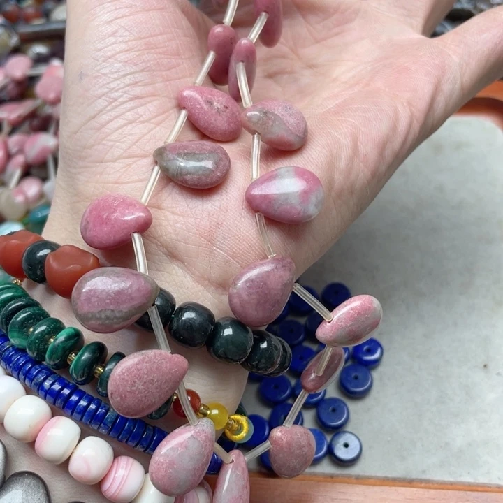 玛瑙/玉髓合金珠宝半成品一条13x18m红纹石水滴