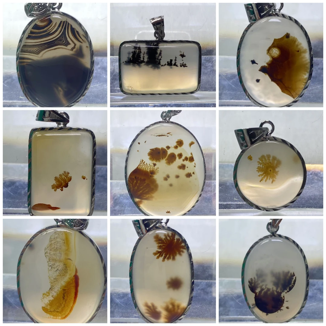 100%纯天然玛瑙高端马达加斯加海洋玉髓生日礼物草花风景意境吊坠