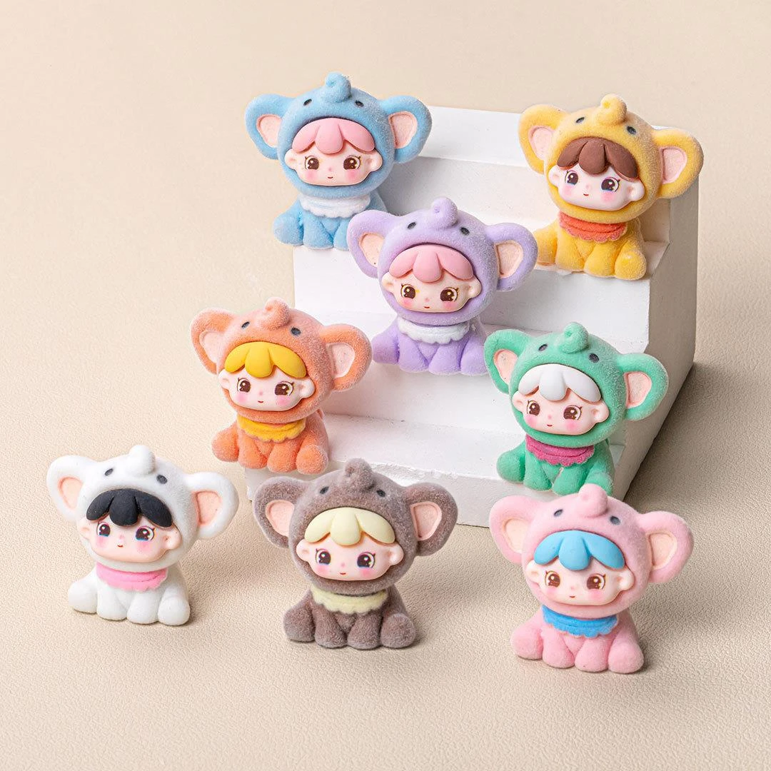 植绒小象崽崽 diy饰品树脂潮玩毛绒小公仔钥匙扣挂件配饰萌粒摆件