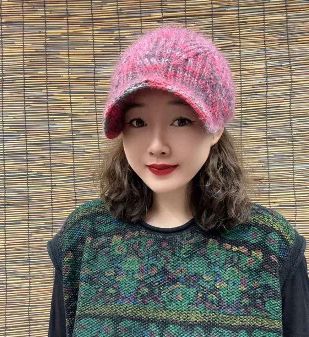 秋冬厚款彩线百搭鸭舌帽