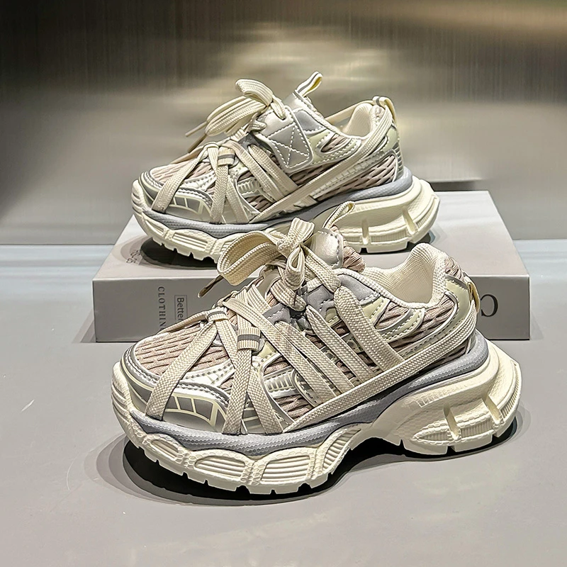 女童运动鞋网面透气百搭春季新款儿童鞋子女男童老爹鞋小学生网鞋