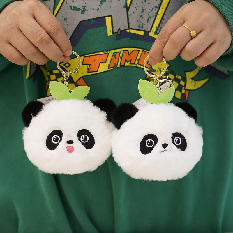 正版可爱熊猫头小挂件毛绒玩具零钱包耳机包公仔玩偶成都基地同款