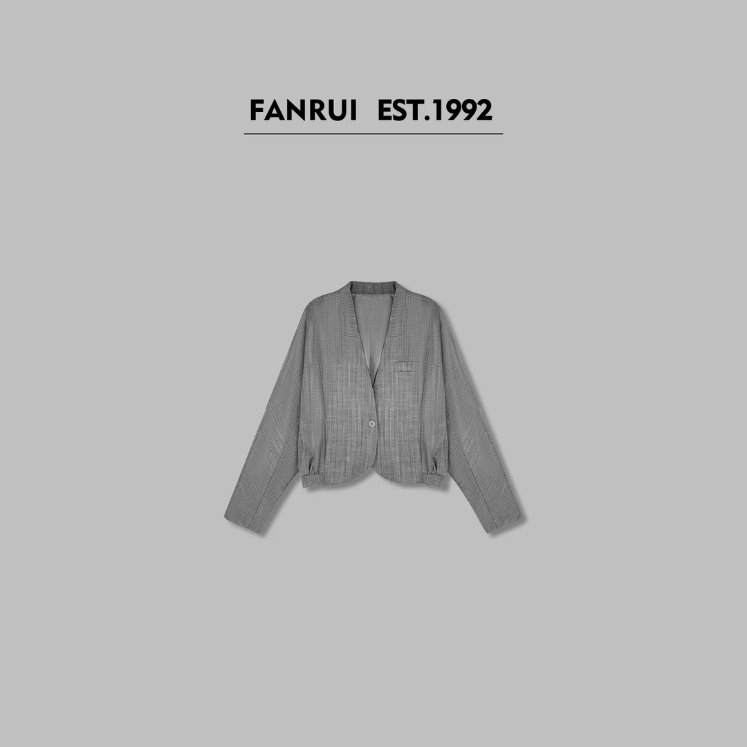 FANRUI/泛芮「天丝亚麻」纯色气质休闲百搭设计感长袖外套B14833