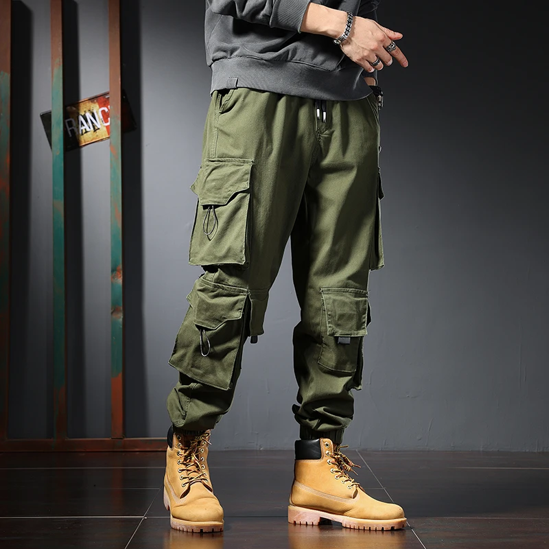 美式工装裤男大码弹力宽松小脚哈伦束脚潮胖子加肥加大春秋