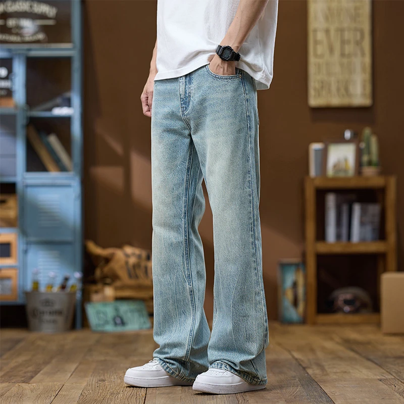 夏季薄款牛仔裤男2025新款宽松阔腿直筒裤美式潮牌百搭休闲长裤子