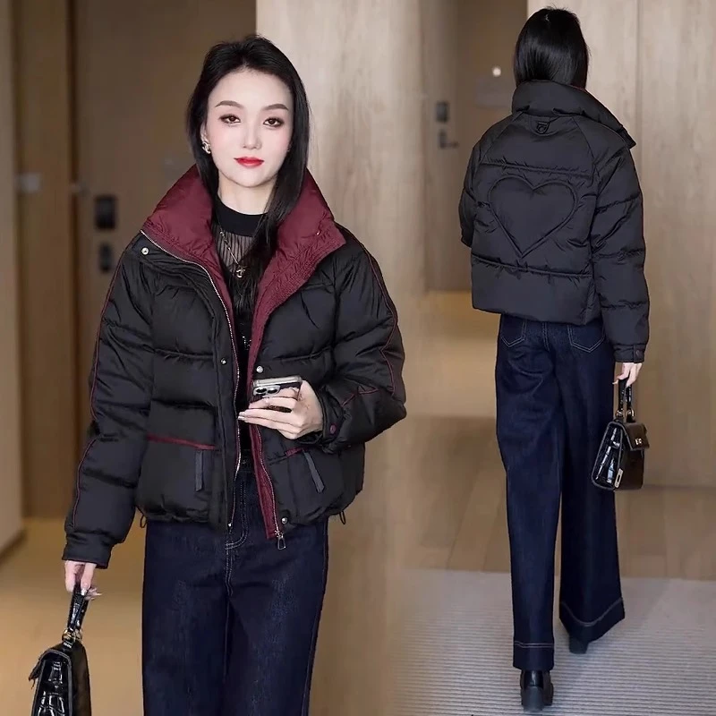 时尚短款羽绒棉服女2024冬季新款洋气显瘦小个子保暖立领棉袄外套