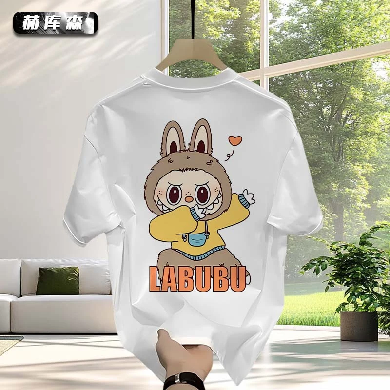 赫库森夏季圆领短袖青年男士T恤宽松大码半袖休闲潮流纯棉上衣ins