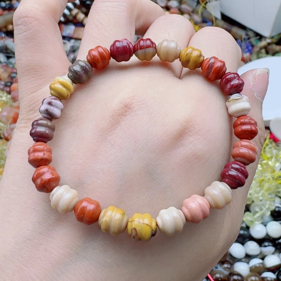 玛瑙/玉髓合金珠宝半成品8蛋黄石手链一条