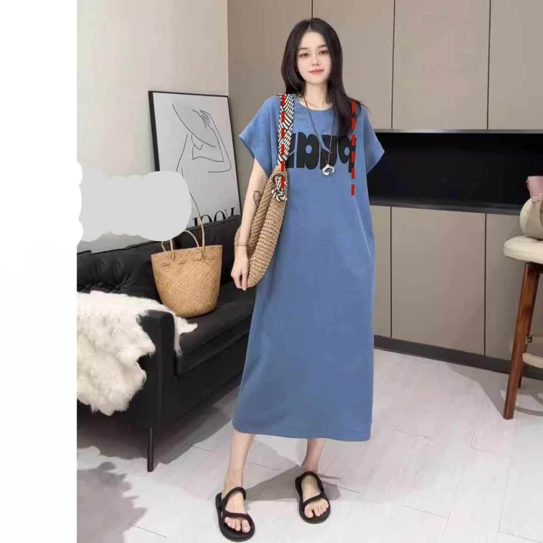 哺乳装新款2025夏季洋气时尚休闲百搭设计款play哺乳长款连衣裙