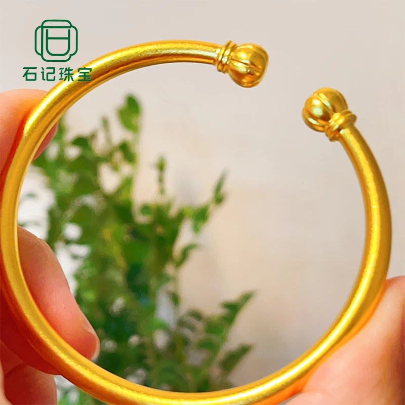 足银手镯 南瓜手镯女款气质时尚百搭实心素款精美