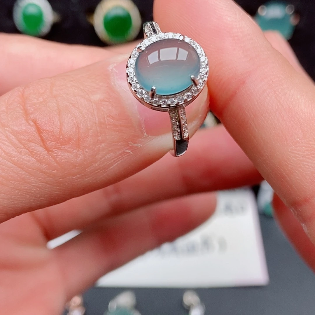 翡翠戒指银S925镶嵌08482155