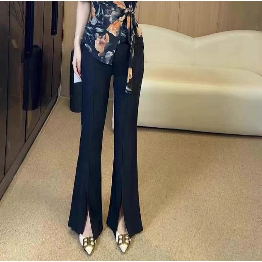 【海南简爱】夏季前开叉微喇叭西装裤女68053