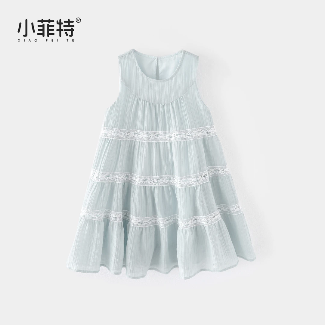 小菲特夏季新款女童韩版网纱无袖连衣裙中大童薄款裙子BGQX51490