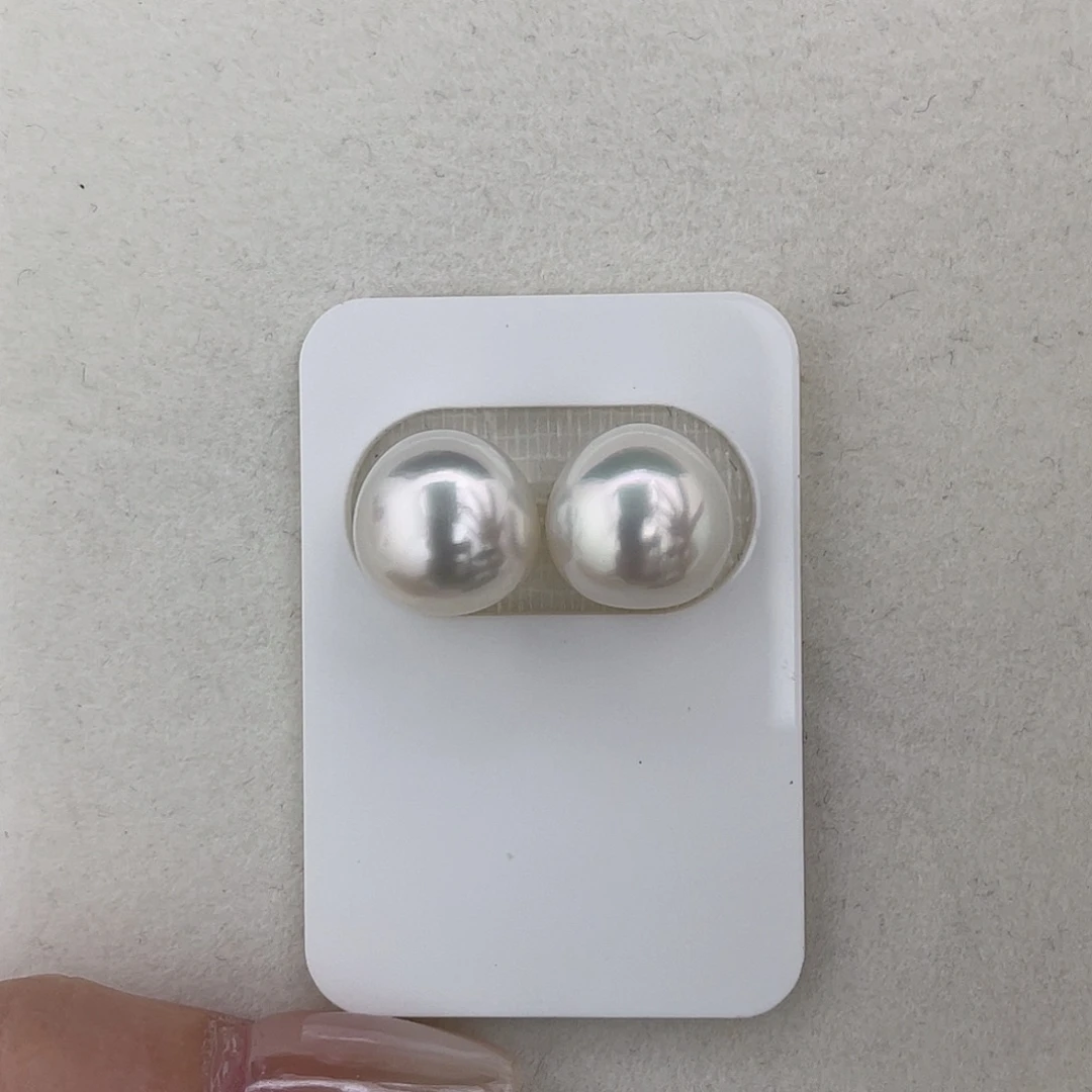 定制海水珍珠未镶嵌裸珠极光冷白对珠12-13mm