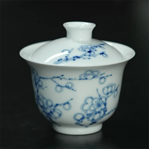 GZ RL/红叶1头手绘青花梅盖碗