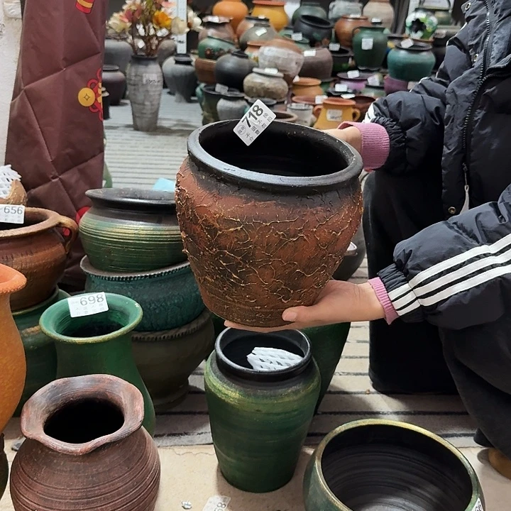 瑕疵金色纹路缸718高度20口径19