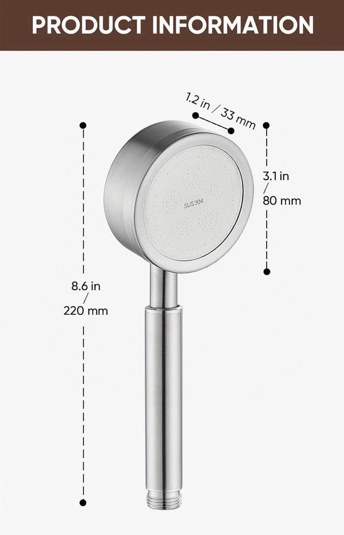 304不锈钢增压淋浴花洒喷头家用手持加压莲蓬头浴室适用