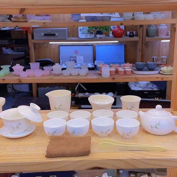 竹节高升羊脂玉套装