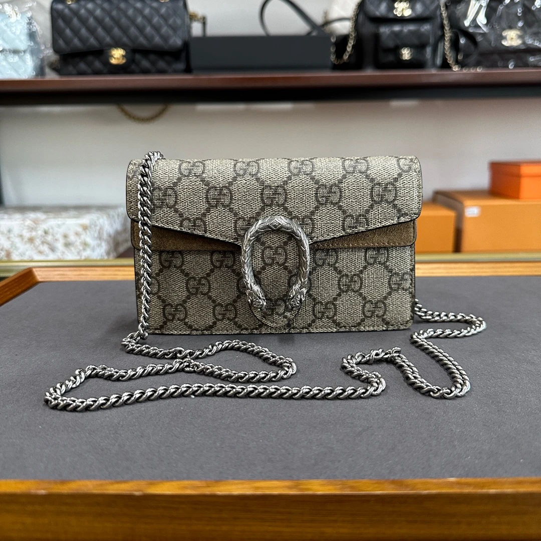95新 GUCCI/古驰 【阿庞】Dionysus系列/mini酒神链条包/龙虾扣在/