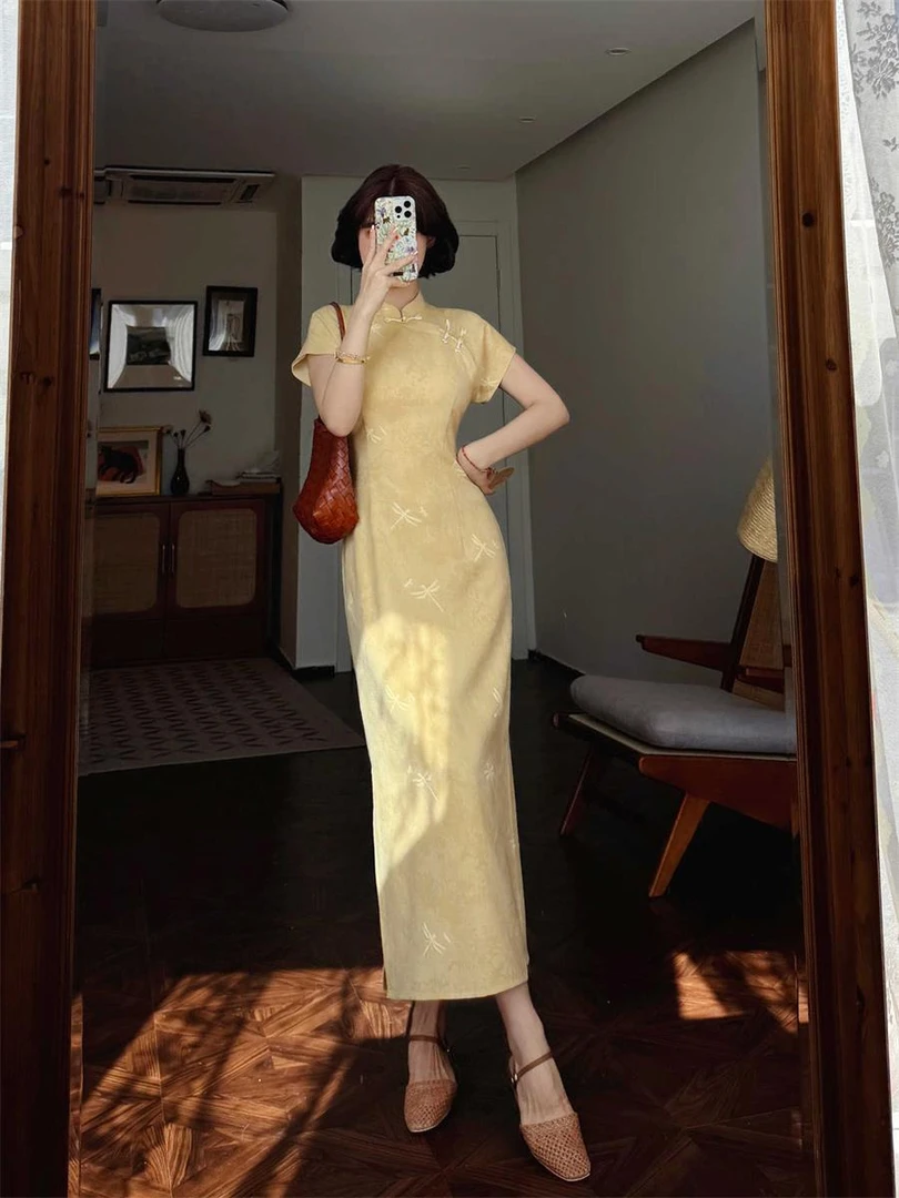 新中式优雅气质设计感立领旗袍连衣裙女2025夏季新款端庄显瘦长裙