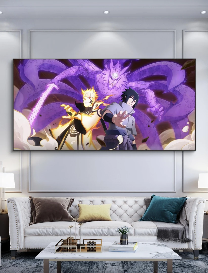 火影忍者鸣人与佐助 面麻 40x80 PVC 客厅 电竞房 卧室装饰画挂画