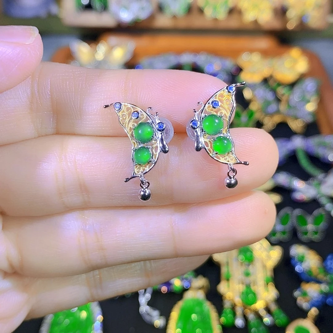 吊坠(不含链)银S925镶嵌翡翠