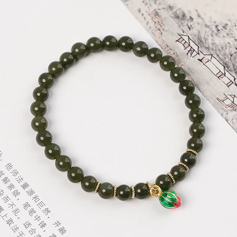 轻奢气质百搭手工和田玉单圈素圈国风百搭手串珠手链-8928