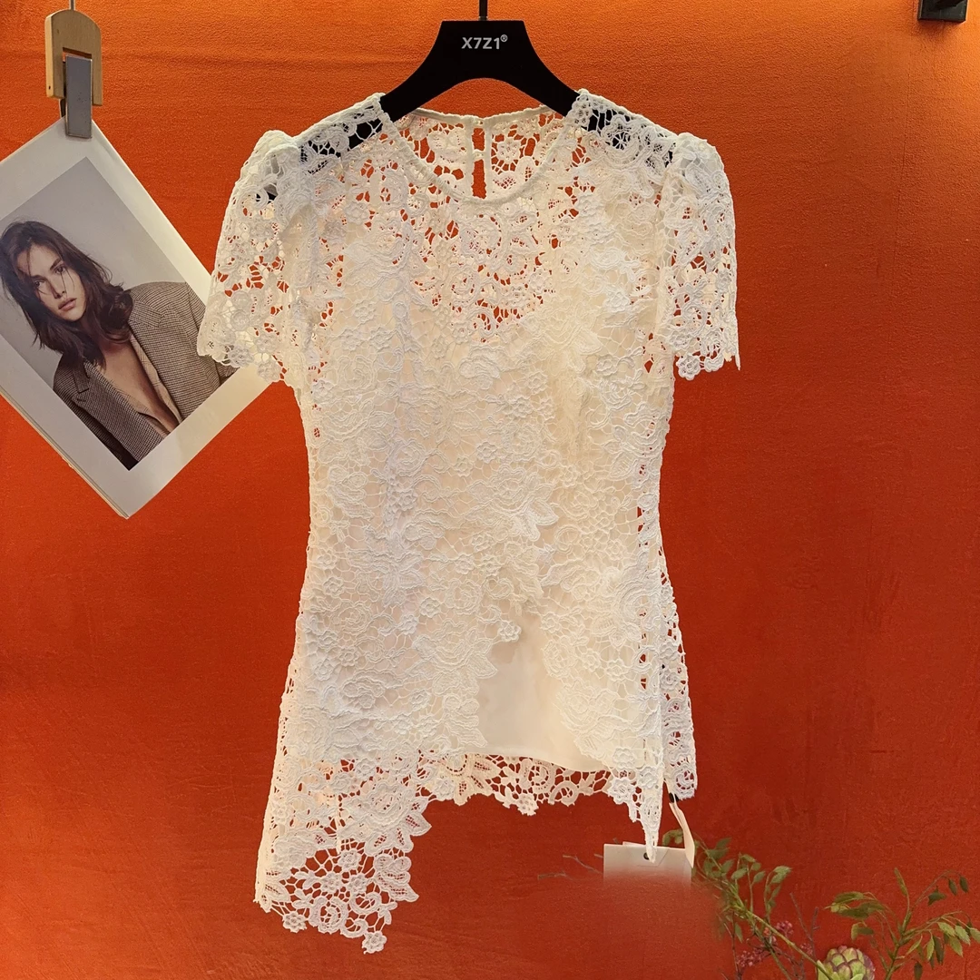 潮品衬衫网红米色时尚百搭简约镂空