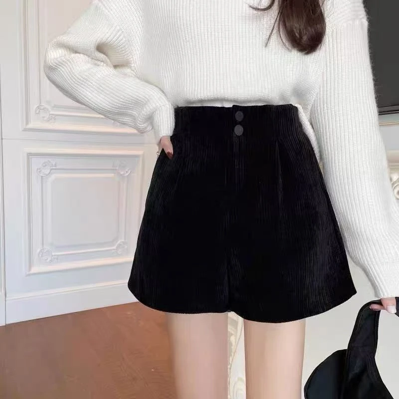 0820 新款韩版高腰显瘦灯芯绒休闲短裤阔腿裤百搭a6-1