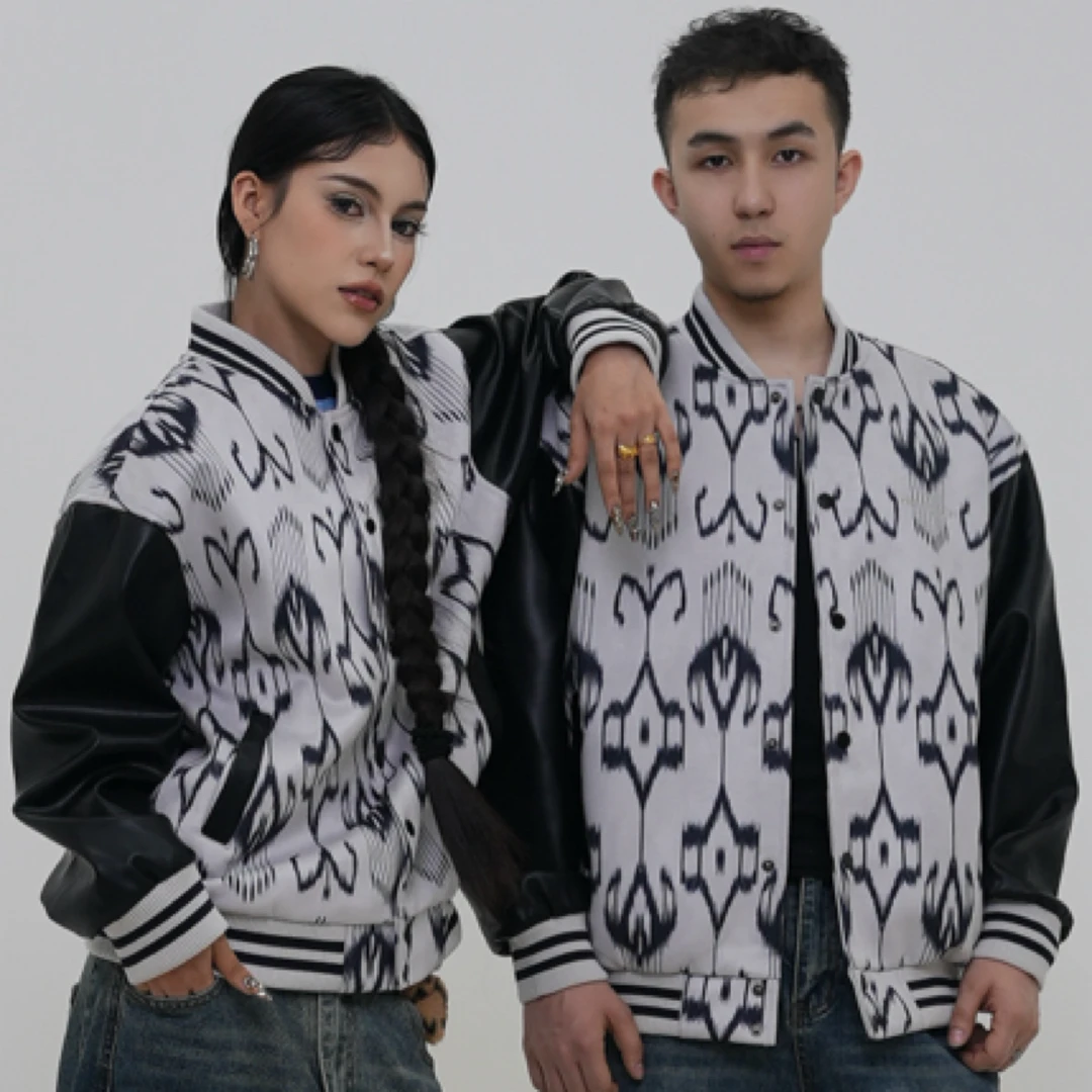 BH-BLACK新疆民族风艾德莱斯Atlas拼皮夹克外套男女同款