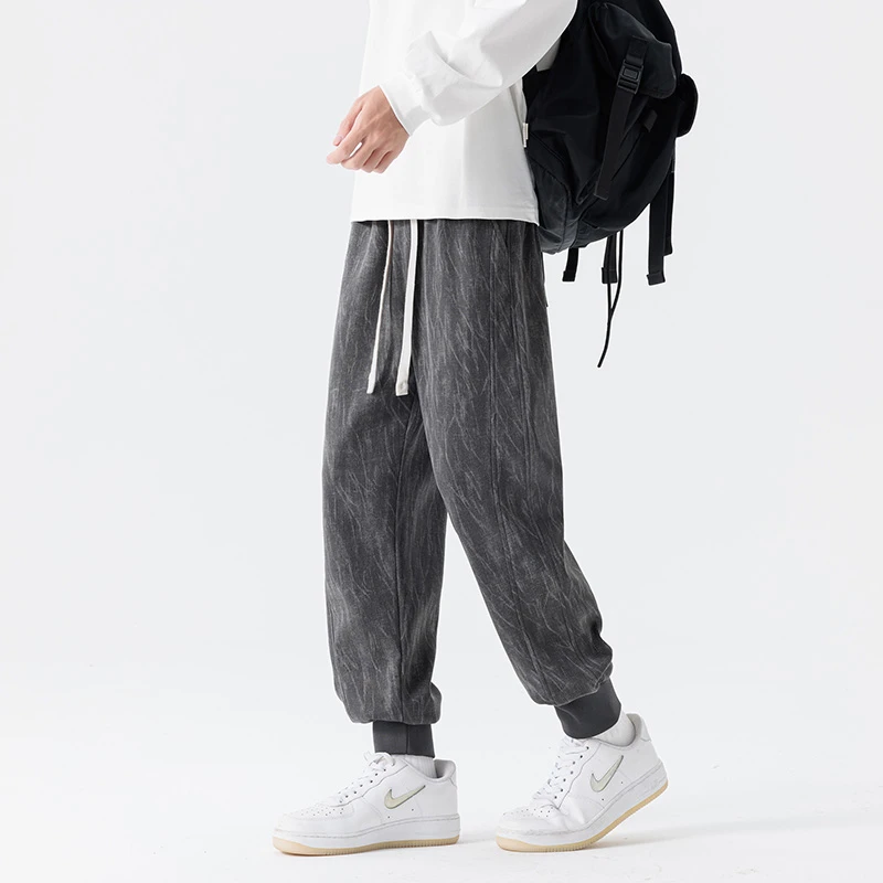 GOONJDKE男士大码卫裤胖男生春秋美式长裤加肥加大休闲运动束脚裤
