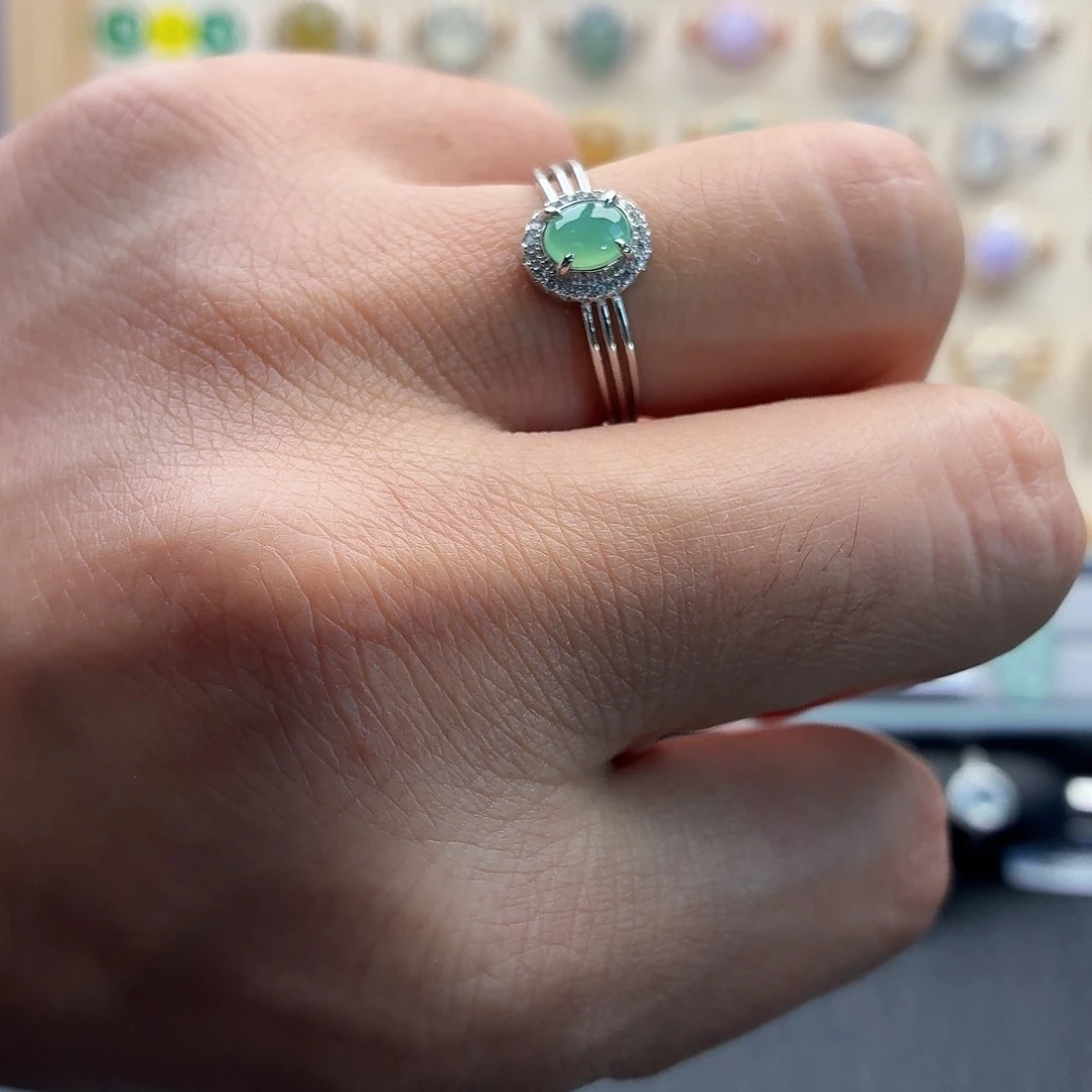 翡翠银S925镶嵌戒指