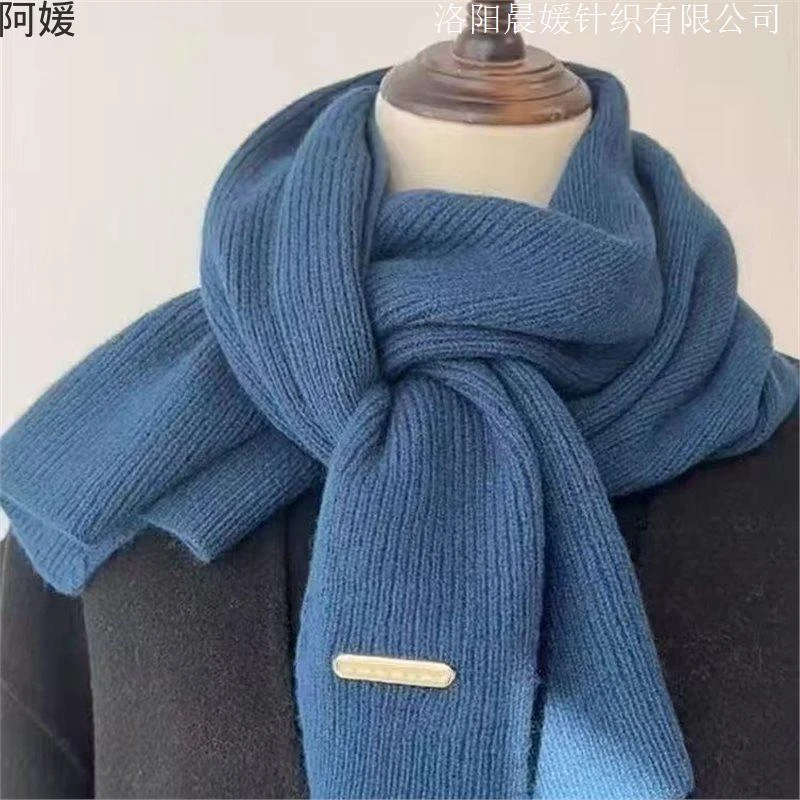 围巾女冬季新款毛线针织色小围巾韩系加厚保暖百韩系撞色针织