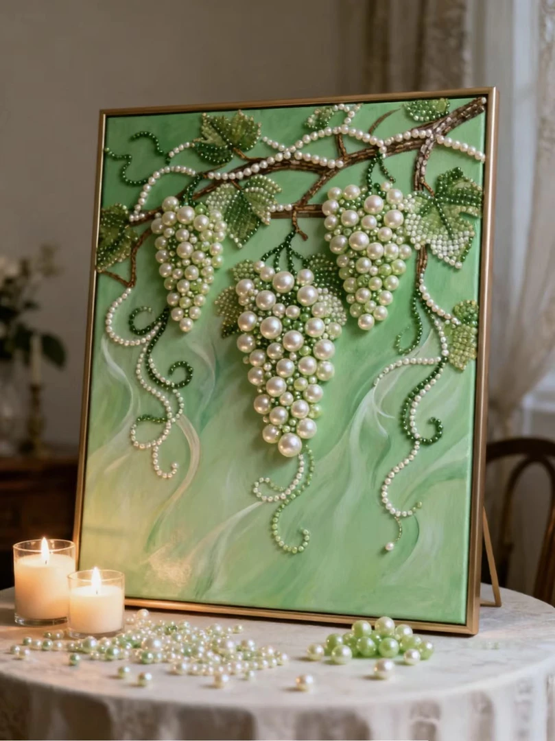 葡萄系列DIY珍珠画自粘粘钻画高颜值手工装饰画