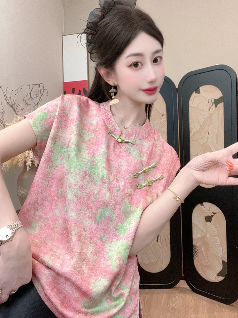 【彩云间】2025夏季新款气质百搭显瘦新中式短袖女日常宽松