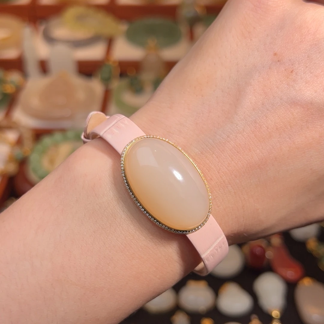 和田玉18K金镶嵌手链