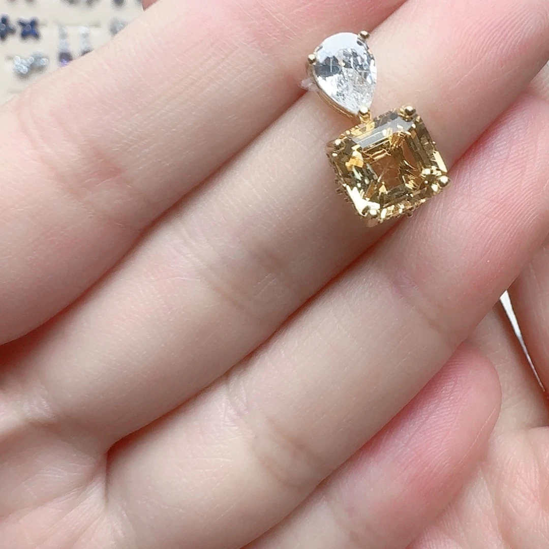 水晶吊坠(不含链)银S925镶嵌吊坠