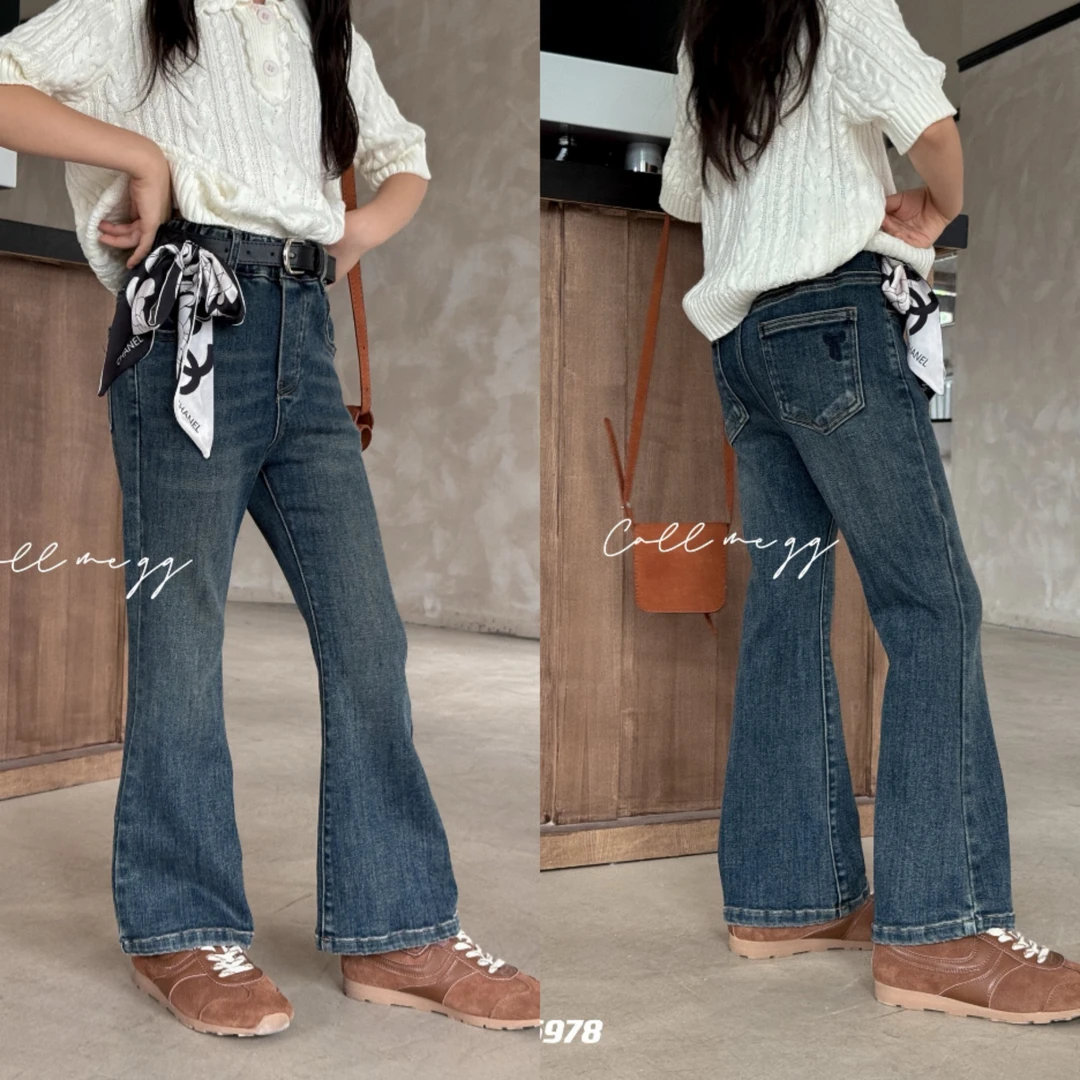 叫我格格女童牛仔裤66978秋季牛仔喇叭裤瘦版修身女宝洋气长裤子