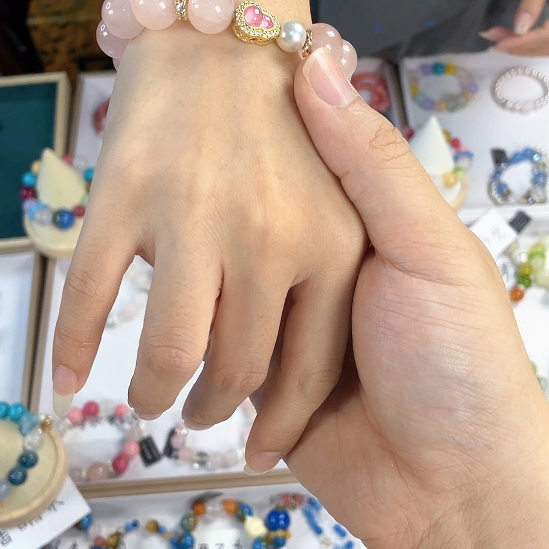 水晶手链银S925镀金镶嵌