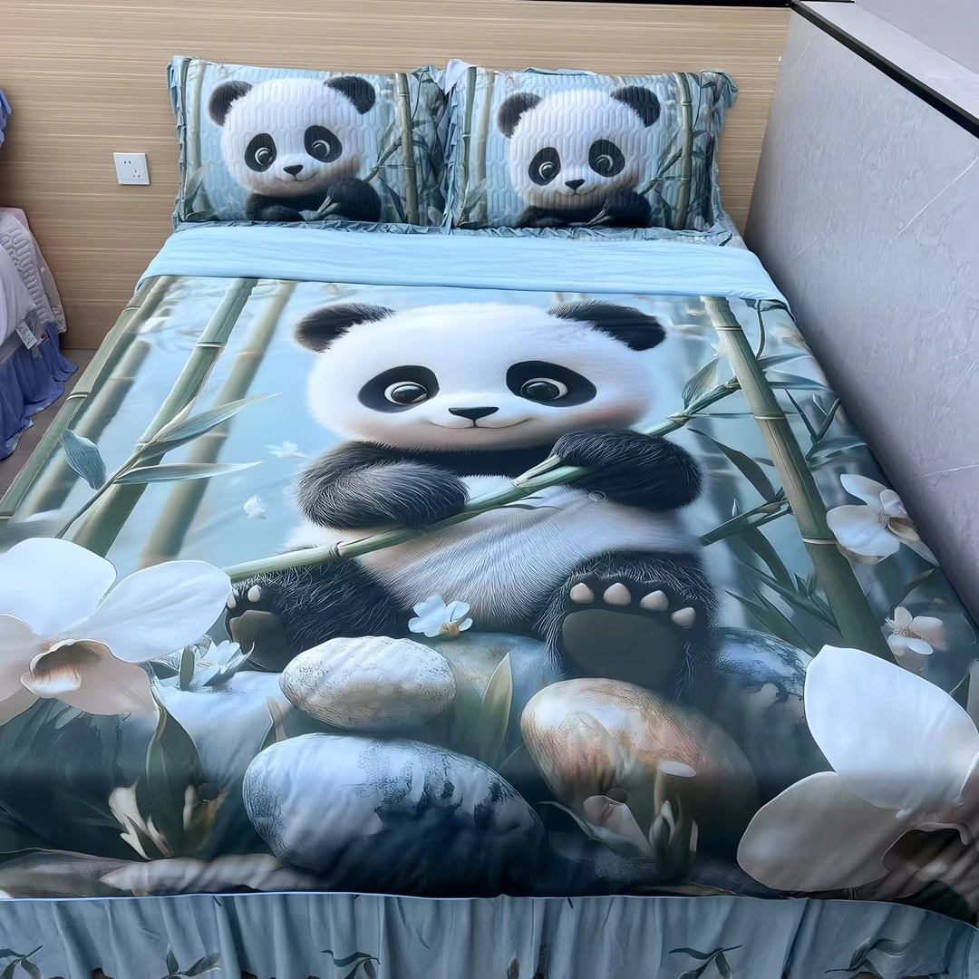 新款夏凉被床盖四件套冰丝凉感丝夏被印花家用床上四件套夏凉被