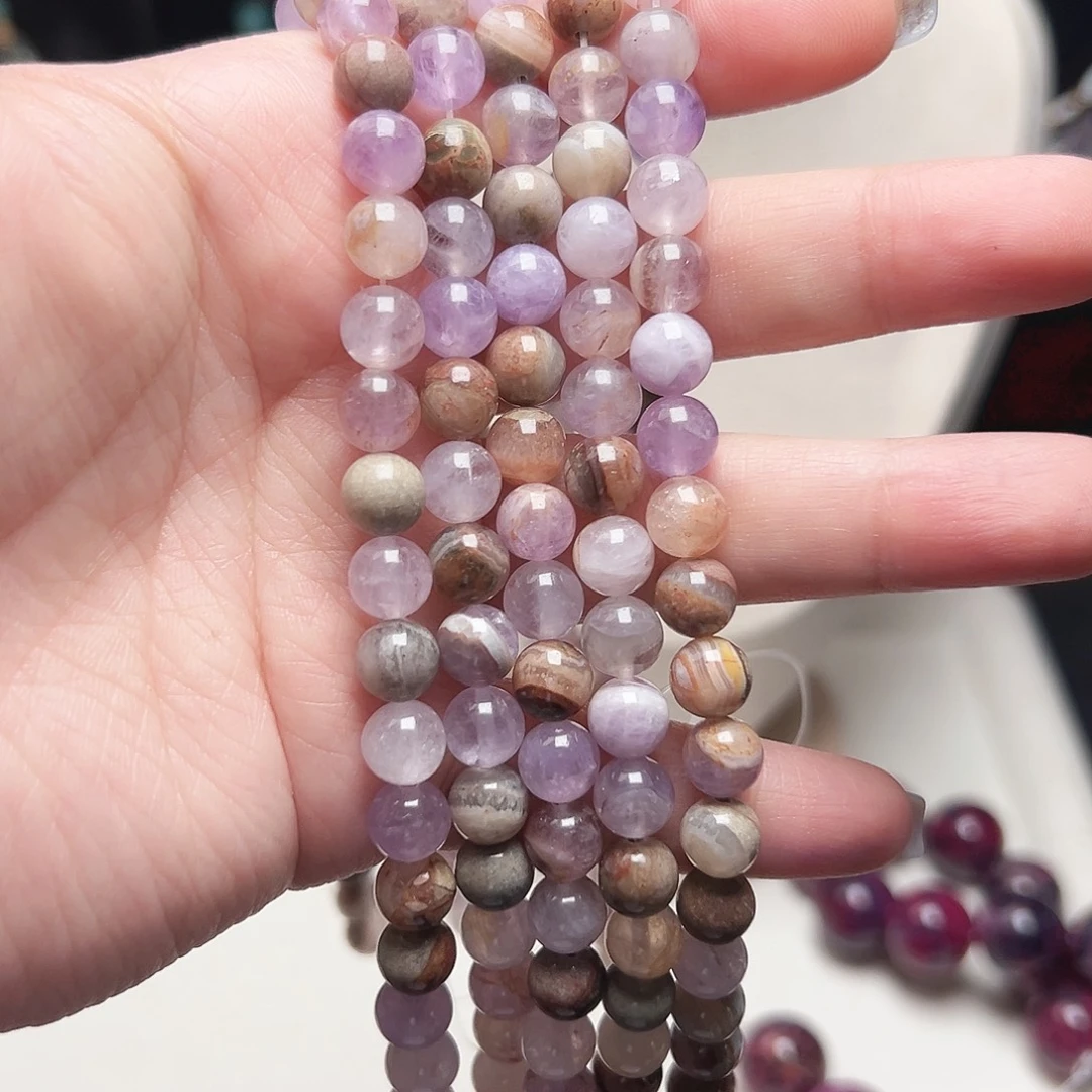 玛瑙/玉髓未镶嵌珠宝半成品k600极光色玛瑙散珠8mm