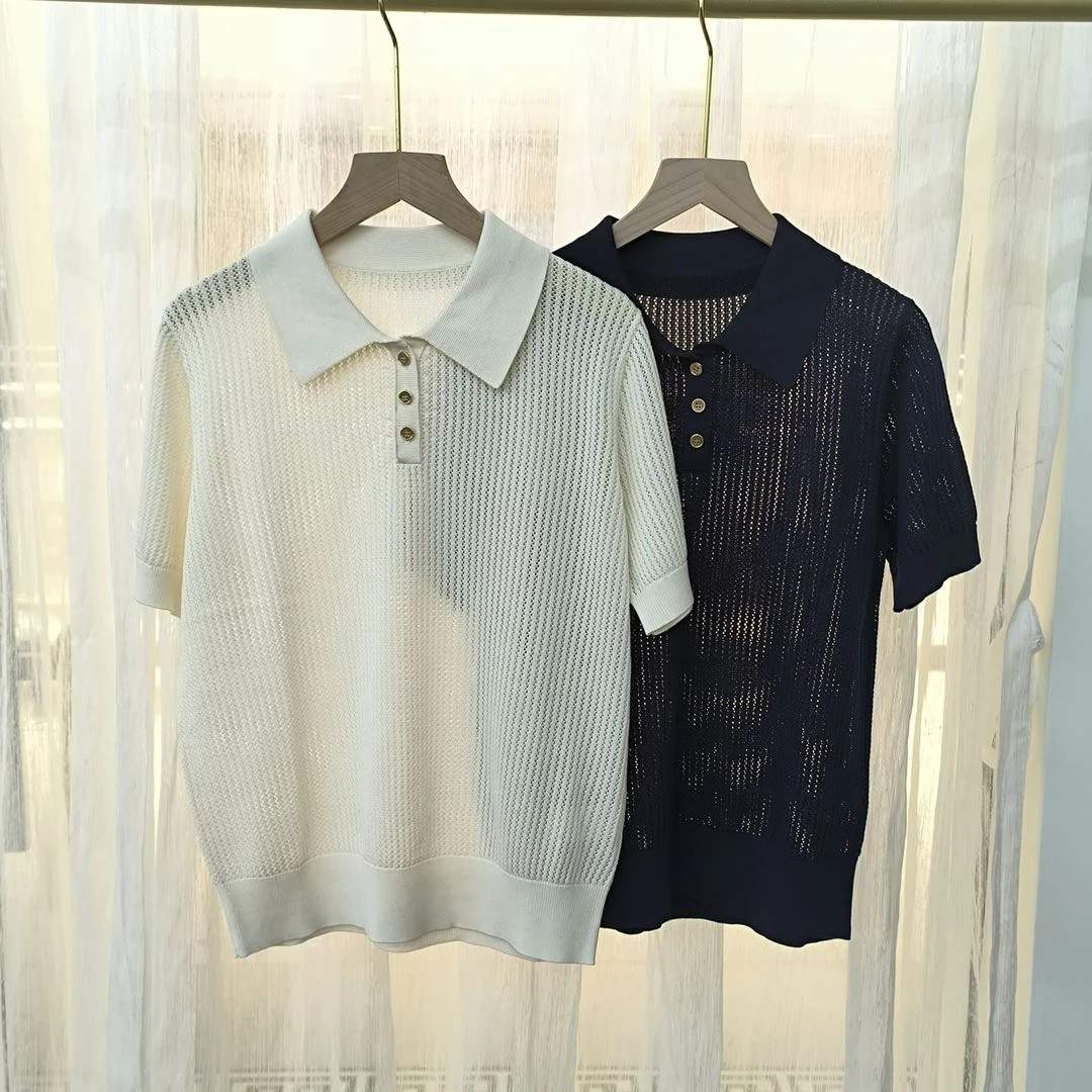 小禾家+2Lp 镂空透气老钱风 polo 衫