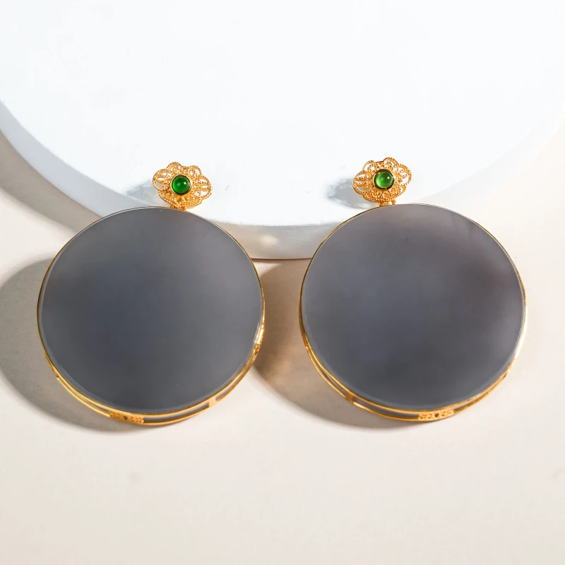 若瑜｜18K金烟紫和田圆牌吊坠（多样性发其一）#H486