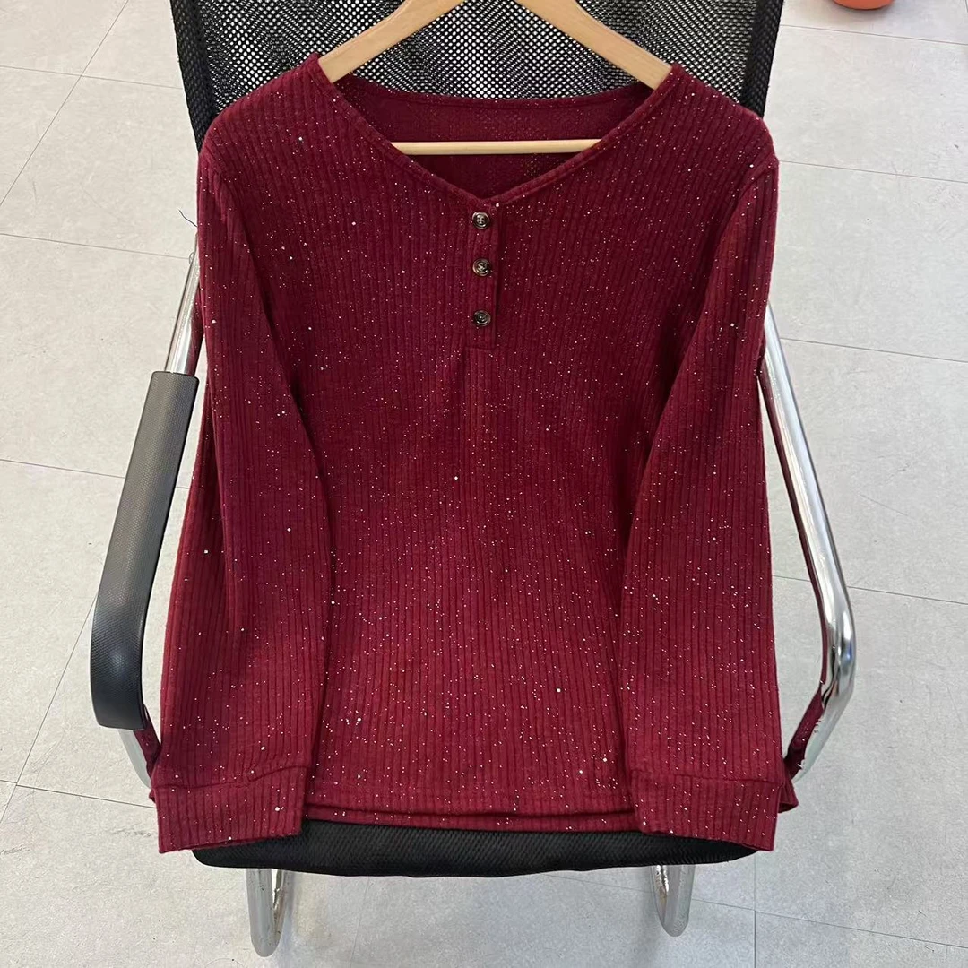 PWD32525（上衣）新款韩版气质内搭打底大码女装【衣长70】