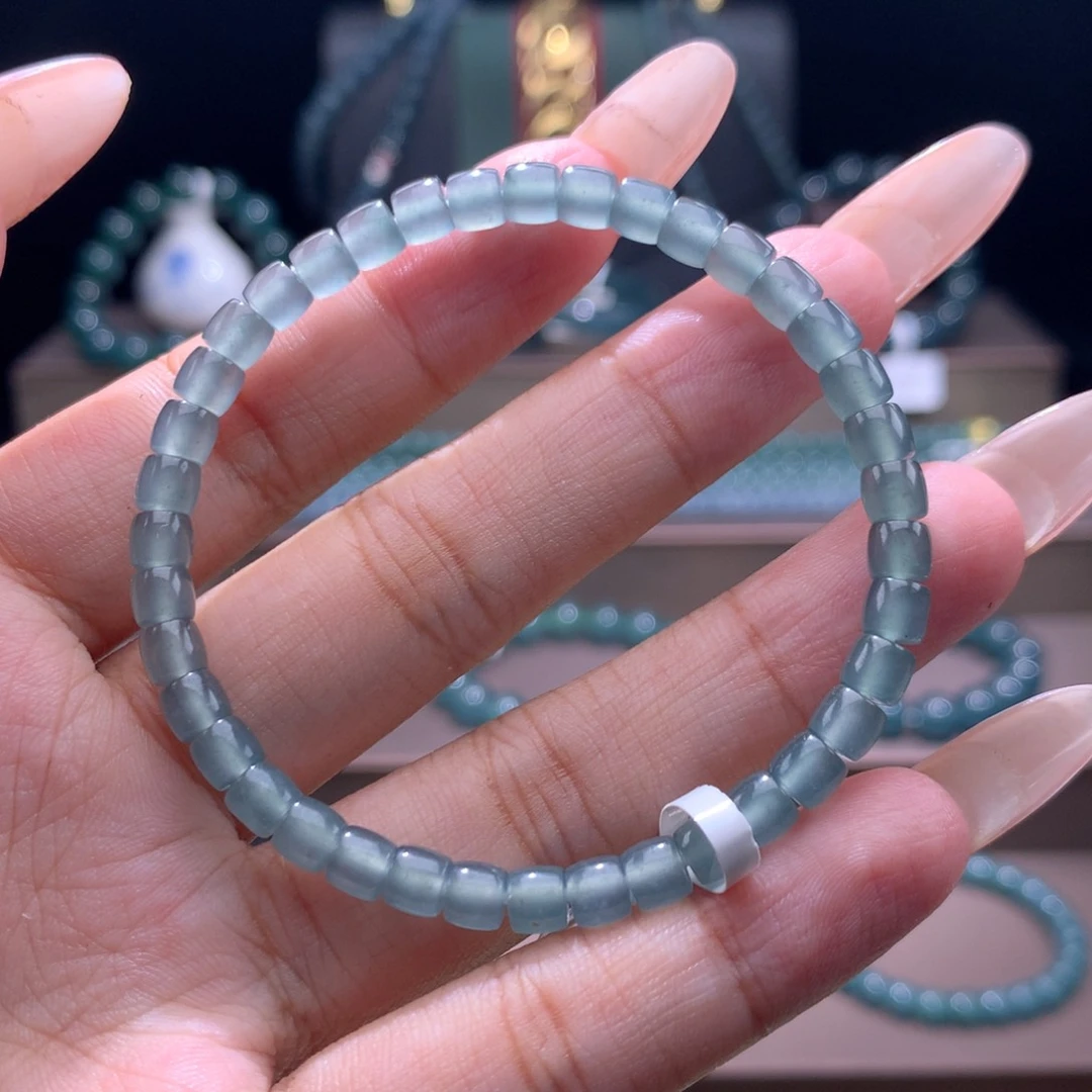 未镶嵌手链翡翠卡5mm白冰蓝直切