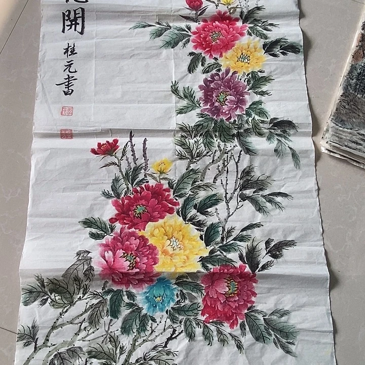 国画三尺手绘牡丹