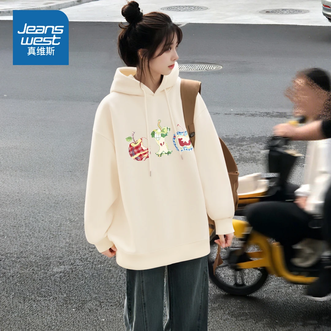 真维斯 卫衣女款连帽套头衫2025新款早秋薄款穿搭小个子女生外套