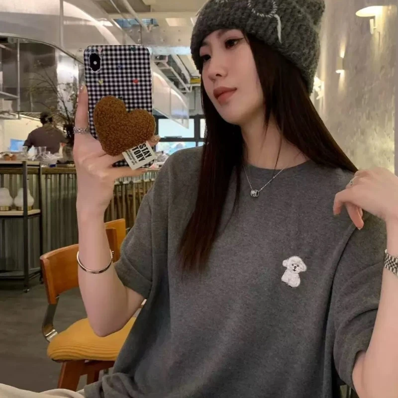 胸垫版睡衣女夏季新款纯棉短袖长裤韩版时尚家居服套装（糯米小狗）