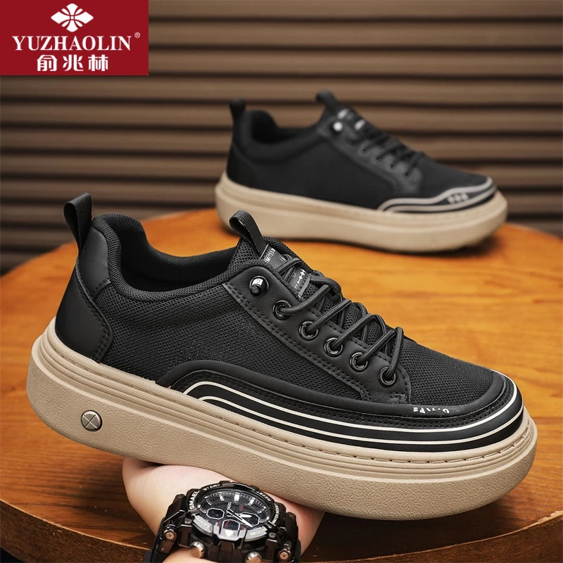 俞兆林一脚蹬男鞋秋冬透气网面时尚休闲板鞋男士运动防滑工作鞋
