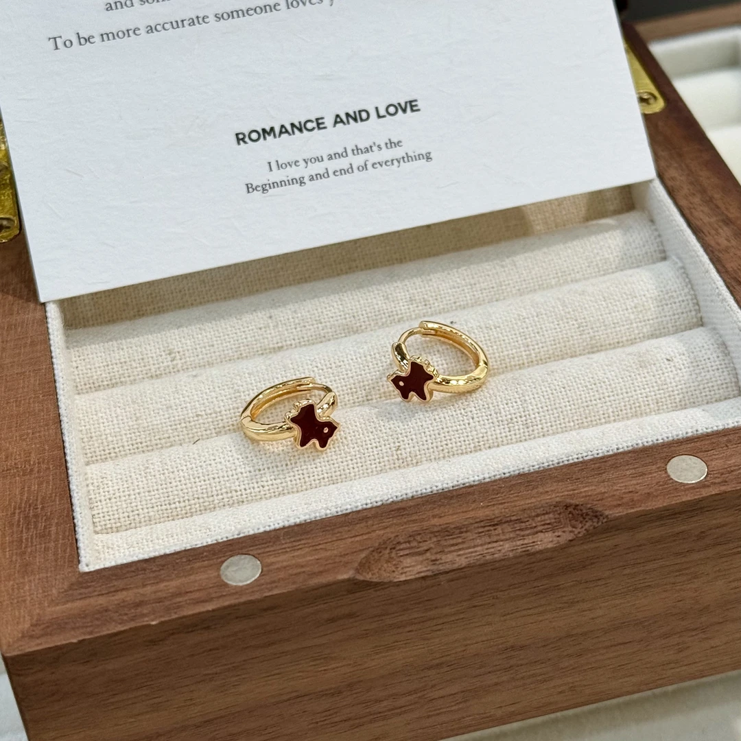 铜合金耳饰 ES-105通勤安可拉红色小马甜美百搭耳扣